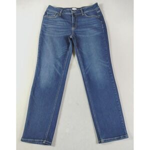 Time And Tru Jeans Womens 14 Blue Mid Rise Straight Stretch Denim Minimalist